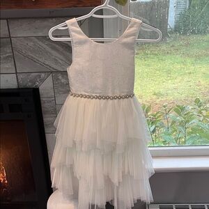 American Princess Ivory Layered Dress with Pearl Waistband